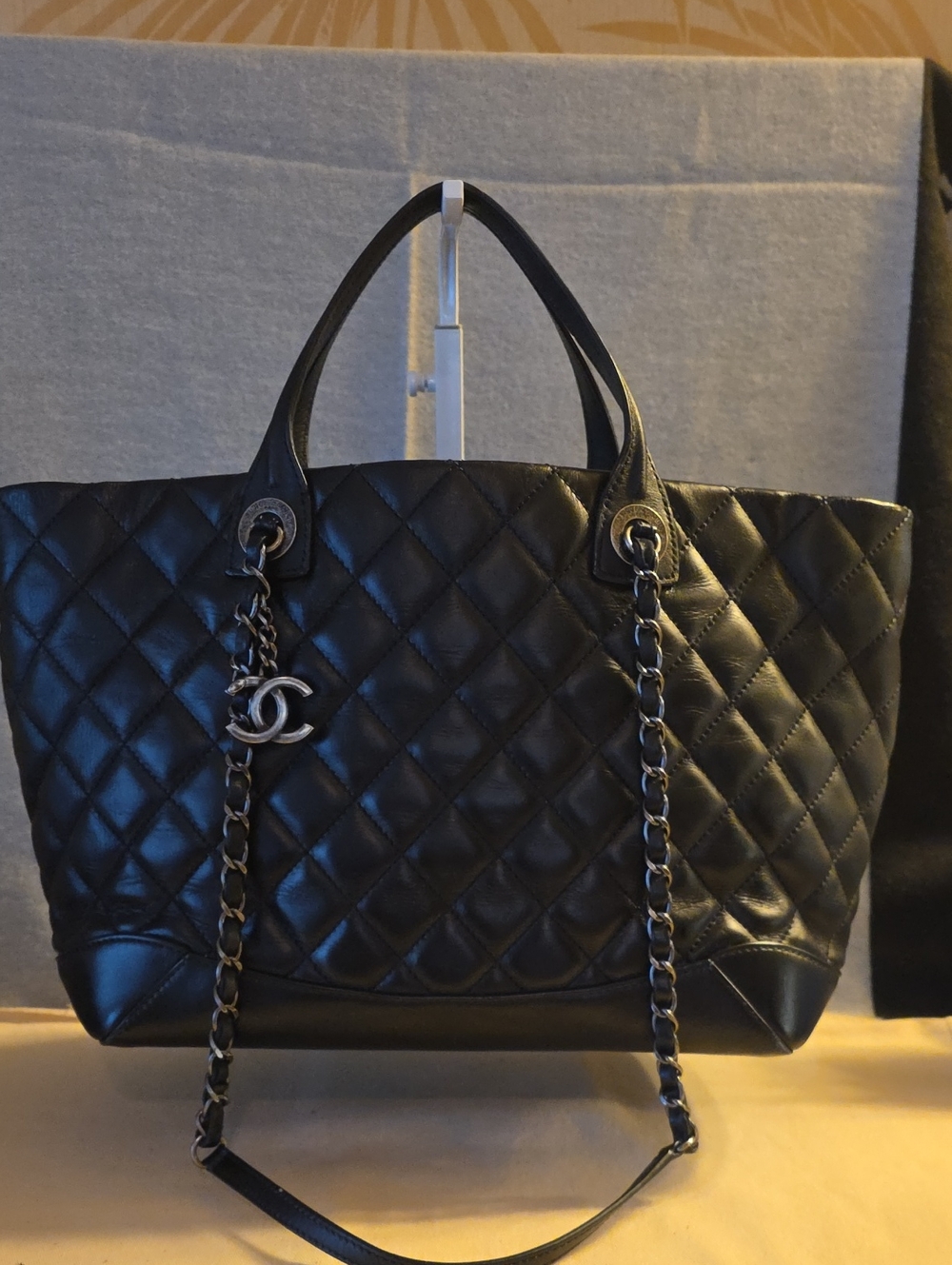 Authentic Chanel Quilted Calfskin Tote Bag